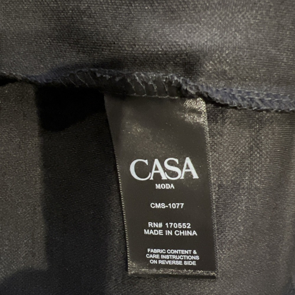 NWT Casa Moda Couture~LARGE~Men's SS Knit Tee Black Textured X Line Pattern - Picture 9 of 10
